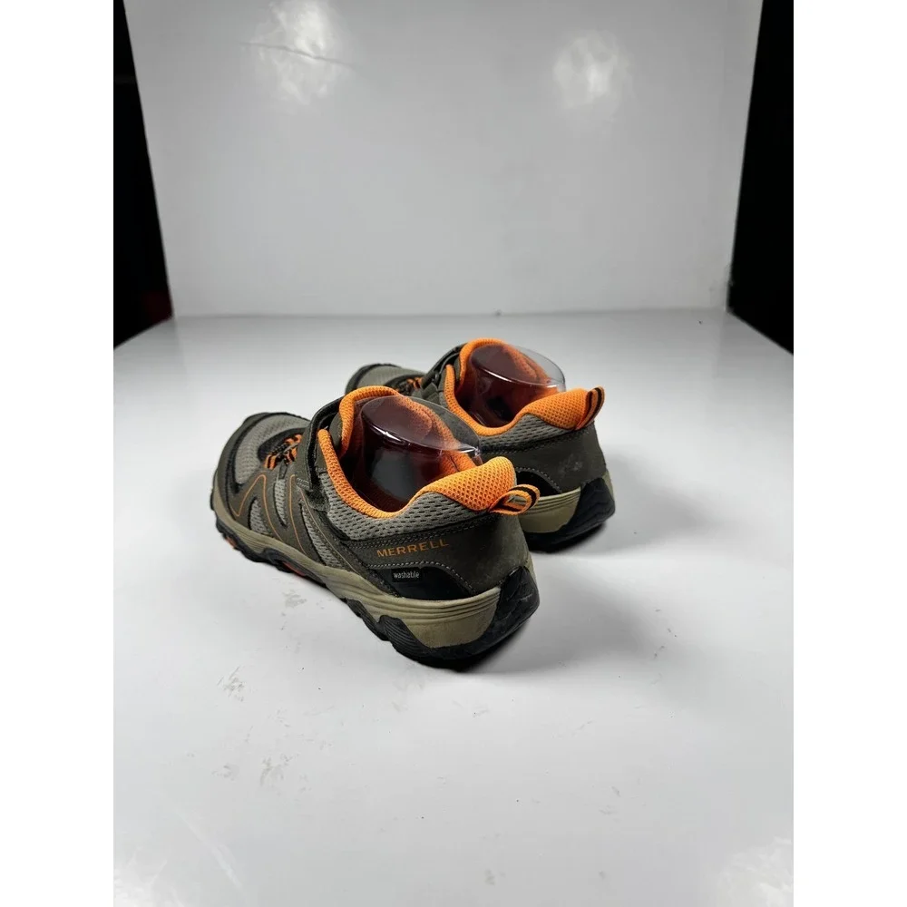 Merrell Trail Quest Kids Gray Orange Mesh Waterproof Ankle Strap Hiking Shoes